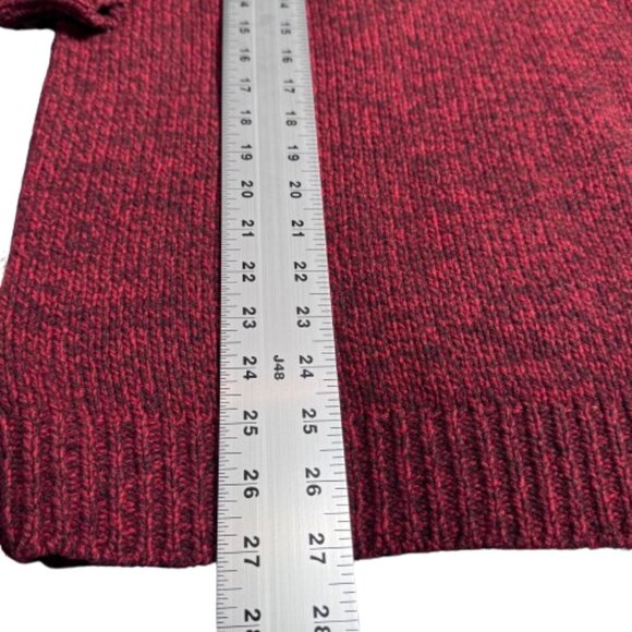LL Bean 1/4 Big-Button Up 100% Lambswool Dark Red Mockneck Men's Sweater (SZ L) - Picture 7 of 8